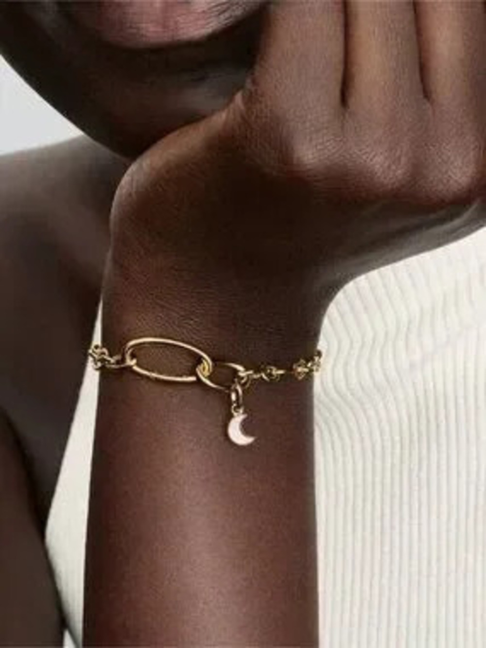 Pandora White Crescent Moon Mini Dangle Charm